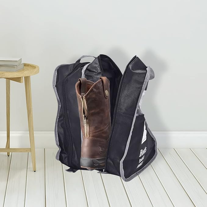 KOVOSCH 2 Pack Portable Boots Storage Bag, Beige Shoe Bags for Storage and Travel Dust Proof Travel Shoe Bags for Packing (Medium)