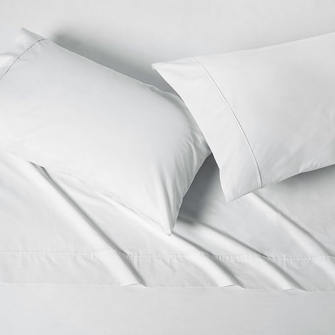 Amazon Basics Organic Cotton Sheet Set with 2-Pieces Pillowcase, White, King