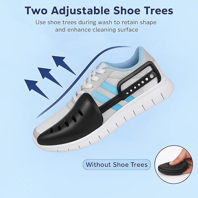 SR ESSENTIALS 2Pcs Shoe Washing Machine Bag with Insoles | Reusable Sneaker Laundry Bags for Machine Wash | Fluffy Fiber 360° Cleaning with Durable Zipper Closure (White Grey & Trees)