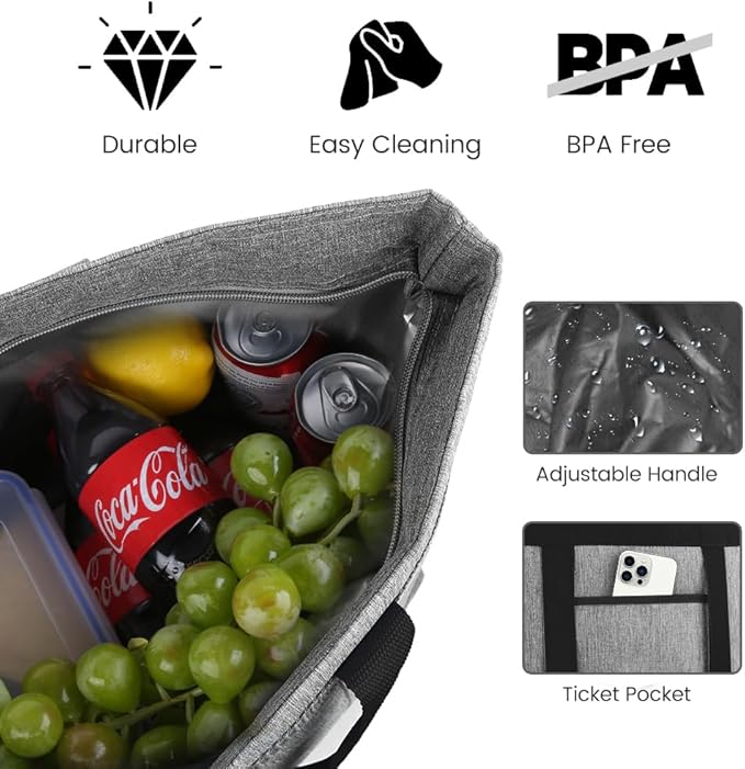 mosago Insulated Cooler Tote Bags, Soft Totes with Top Secure and Sided Pockets for Pizza Delivery Grocery Shopping Travel Beach, Large Leak Proof Food Delivery Bag Frozen/Thermal Foods, Collapsible