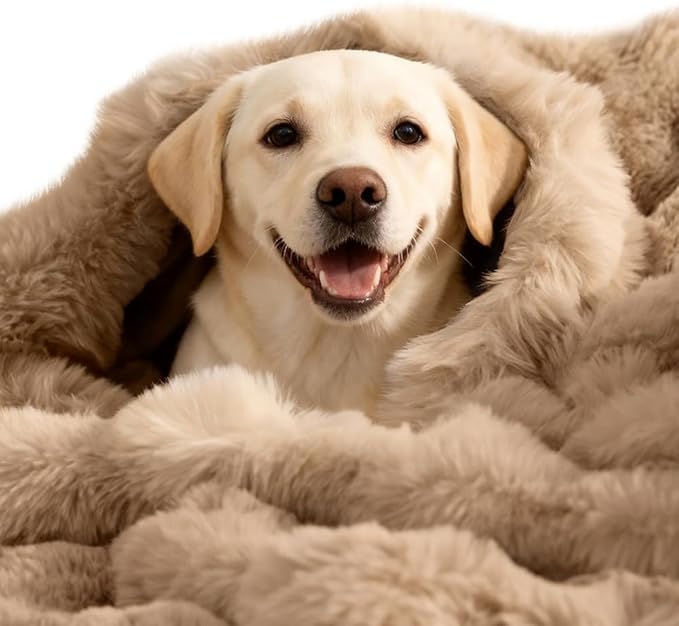 SOMAHE Dog Blanket Self-Warming Throw for Medium & Large Dogs, Dual-Side Sherpa Plush, Thick Crate Bed Cover & Car Seat Mat, Anti-Static Machine Washable No Shrink, 39x30 Inch Coffee