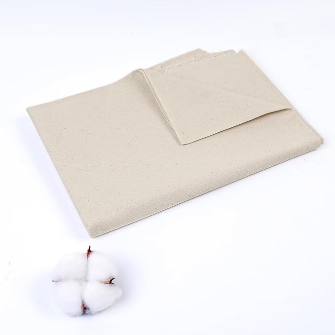 UBCGOTT 100% Cotton Muslin Fabric, 60 Inch X 2 Yards Unbleached Muslin Linen Fabric by The Yard, Draping Fabrics Suitable for Sewing Embroidery, Crafts Material,Garments (Natural)