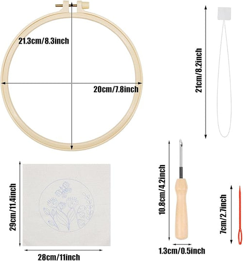 Allazone 3 Set Embroidery Starter Kits for Beginner, Butterfly and Bird Punch Needle Kit with Instruction, Plastic Hoop, Yarns and Embroidery Handle Needle Pen