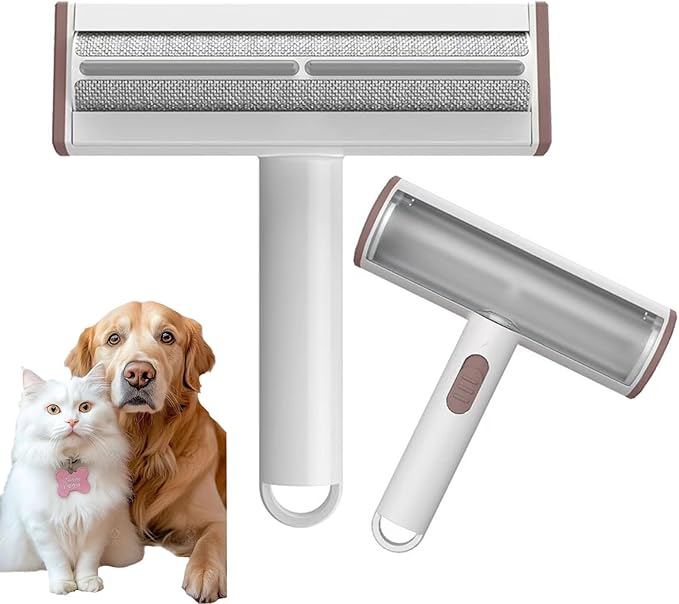 Rorodog Pet Hair Remover, Lint Brush - Reusable Lint Roller for Cat & Dog Hair on Couch, Carpet, Rugs & Bedding - Portable, Eco-Friendly, No Need for Lint Roller Refills (Brown & White)