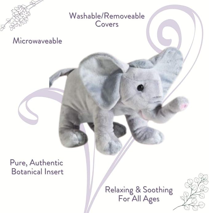 Sonoma Lavender Microwaveable Aromatherapy Animal, Plush Elephant, Lavender Scented with Removable Washable Cover