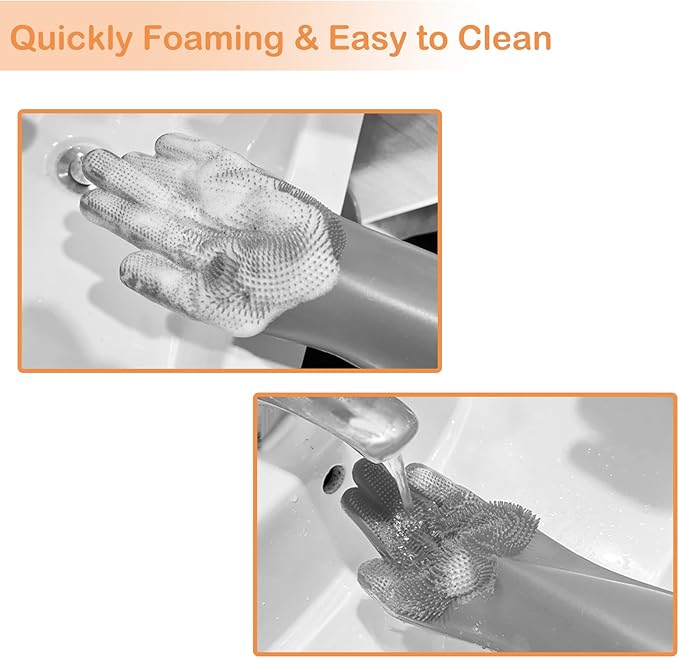Yintoper Pet Grooming Gloves, Dog Bathing Gloves with High-Density Teeth, Heat Resistant Silicone Cat Hair Remover with Enhanced Five Finger Design, Bathing and Massaging for Dogs and Cats (Grey)