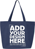 shop4ever Personalized Custom Design Your Own Heavy Canvas Tote with Zipper Reusable Shopping Bag Customizable Gift