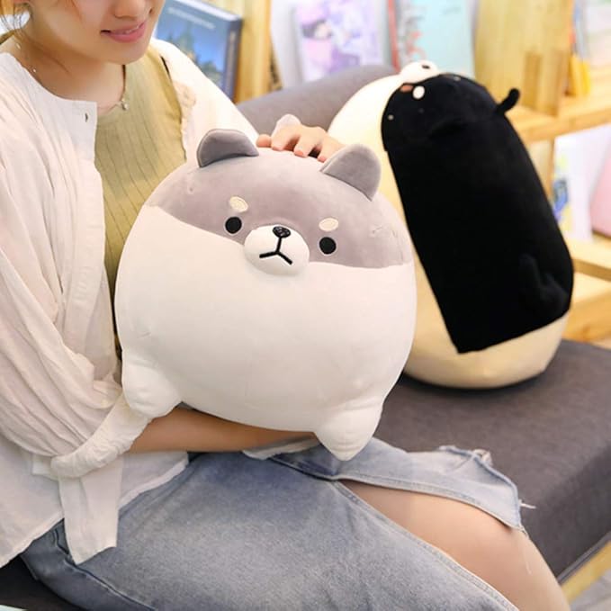 sofipal Shiba Inu Dog Plush Pillow,Cute Corgi Stuffed Animal Toy Doll Gifts for Valentine,Christmas (Gray, 19.6 inch)