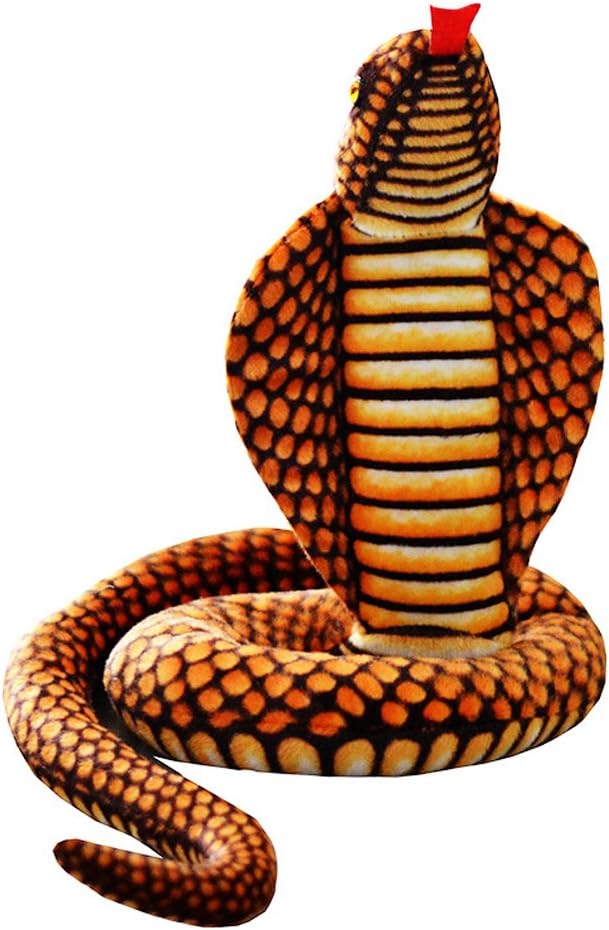 VSFNDB Stuffed Cobra Snake Animal Plush Toy 44 Inches Realistic Long Qamra The Queen Cobra Animal Stuffed Plushies Naja Nivea Cape Cobra Python Stuff Dolls Gift for Children Kids Boys Girls, 44Inches