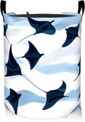 ainori Cute Stingray Laundry Basket, Oxford Cloth Minimalist Modern Dirty Clothes Collapsible Hamper for Room Decor, Ocean Manta Ray Print Gifts Toy Organizer 19.7*15.8 Inch for Bedroom Bathroom Dorm