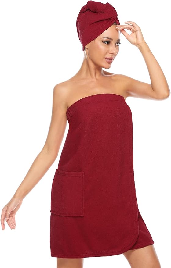 Orrpally Women Shower Wrap Robe Bath Wrap Towel Spa Body Wrap Adjustable Closure Bathrobe
