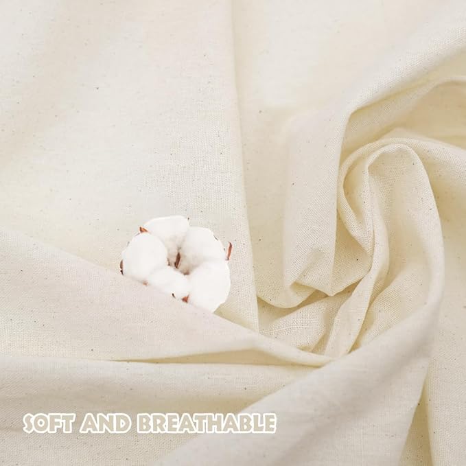 Cotton Fabric: 63 inch x 2 Yards Unbleached Muslin Linen Fabric Perfect for Sewing, Apparel, and Craft（Natural