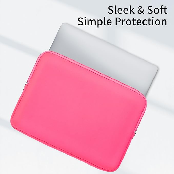 RAINYEAR 13 Inch Laptop Sleeve Case with Accessories Pouch, Compatible with 13.3" MacBook Air/Pro M1 M2 M3 M4 A3240 A3113 A2681 A2337 A1932 A2179 A2338 A1706 A1708 A2159 (Bright Pink,Upgraded Version)