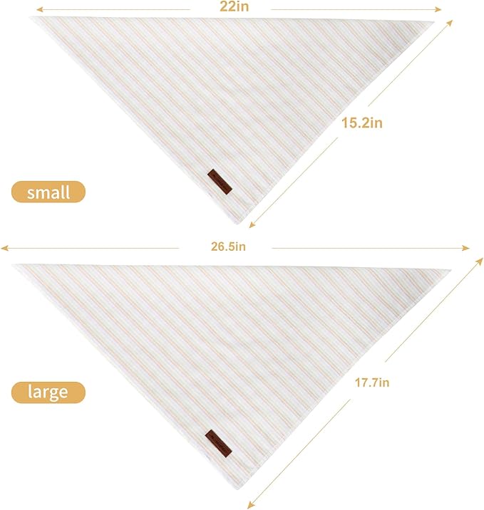 MR. CHUBBYFACE Macaron Striped Dog Bandanas Reversible Triangle Bibs Scarf Accessories for Dogs Cats Pets Orange and Pink S