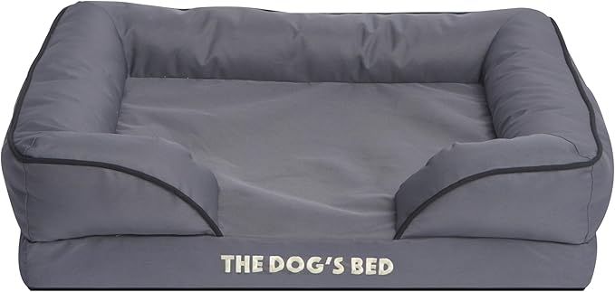 The Dog's Bed Replacement Outer Cover for The Dog's Bed Orthopedic with Sides, Washable Fabric, Medium Grey Oxford with Black Trim, Veterinary Approved