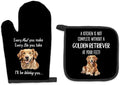 Golden Retriever Gifts for Women, Dog Oven Mitts and Pot Holders Sets, Golden Dog Decor Kitchen Accessories Sets, GoldenRetriever Heat Resistant Oven Glove Potholders for Kitchen Baking