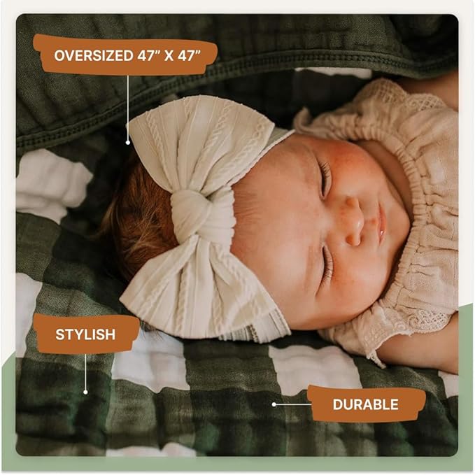 Parker Baby Muslin Blanket | 100% Soft Cotton Toddler Quilt & Baby Muslin Swaddle | Gender Neutral Design 47" x 47" Blanket