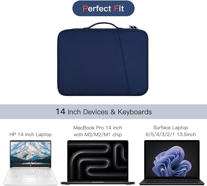 Protective Laptop Sleeve Bag for MacBook Pro 14 inch with M5 M4 M3 M2 M1 Chips Pro Max A3434 A3112 A3401 A3185 A2992 A2918 A2779 A2442 2024-2021, Apple MacBook Carrying Case with Accessory Pocket-Blue