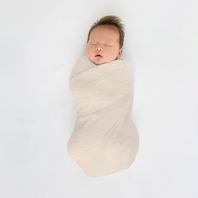 SwaddleDesigns Cotton Muslin Swaddle Blankets for Baby Boy & Baby Girl, Set of 4, Neutral Receiving Blankets for Newborn, Baby Registry & Gift, 46x46 inches, Oceana