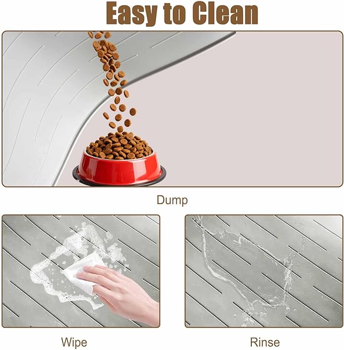 40"x30" Extra Large Silicone Pet Food Mat, XXL Pet Feeding Mat with Raised Edges, Waterproof Dog Bowl Mat for Food and Water, Cat and Dog Placemat for Floors, Black