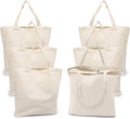 Segarty Canvas Tote Bag with Zipper, 6 PACK 19.7 x 15.7 inch Bags with Handles, 12 Oz Thick Reusable Plain Washable Grocery Shopping Totes for Teacher DIY Art Crafts Painting Decoration