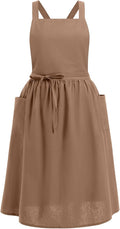 ODIZLI Frill Apron for Women Cotton Cross Back Vintage Ruffle Apron for Garden Cooking Aprons