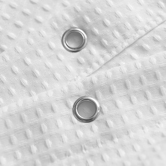 Barossa Design Waffle Weave Clawfoot Tub Shower Curtain 180 x 84 Inch Wrap Around - Extra Long & Extra Wide, Heavyweight Fabric, Washable, Water Repellent, with 36 Hooks Set, White, 180x84