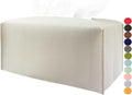 Large Rectangle Tissue Box Cover – Plus Size Tissue Box Holder Long with Bottom Belt [JESMINI, Light Gray] Faux Leather Rectangular Tissue Holder for Bathroom/Car/Office Decor