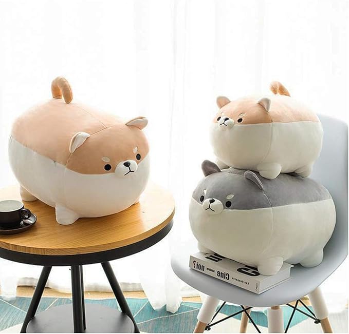 EHOTONG Shiba Inu Dog Plush Pillow, Corgi Stuffed Animal Plush Toy Hug Pillow Gifts for Girl Boy (Brown, 19.6in)