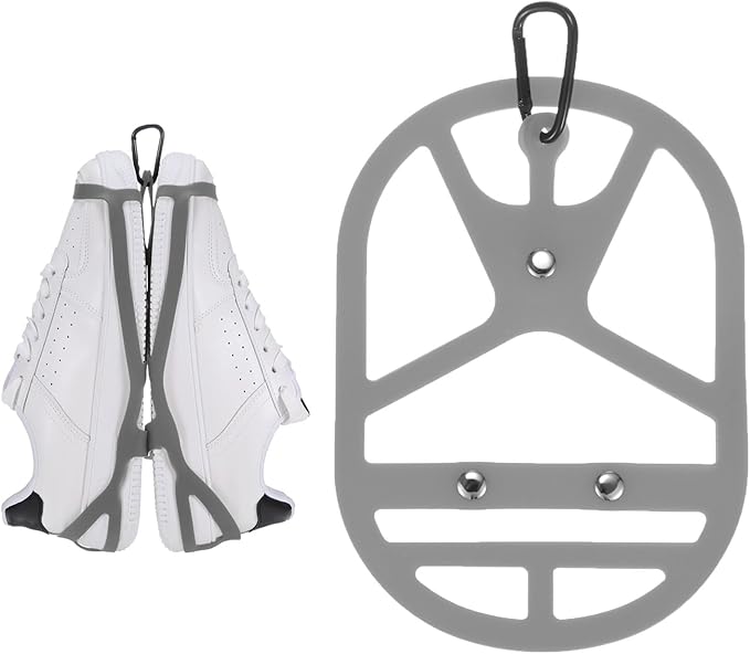 TIXIPEM Shoe Holster for Backpack [1SET] - Elastic Silicone Footwear Holder with Clip Use for Travel & Outdoors & Sports - [Gray-M] Hang Extra Shoes Cleats Boots