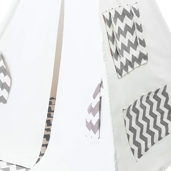 Ukadou Boys Teepee Tent for Kids Teepee Baby Teepees for Boys Girls Baby Kids Tent Indoor Tepee Grey Chevron Tepees Toddler Tent with Floor & Carry Case