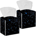 2 Pack Butterfly on Black Background Tissue Box Cover, Modern Holder - Decorative Holder/Organizer for Bathroom Vanity Countertop, Night Stands, Office Desk & Car