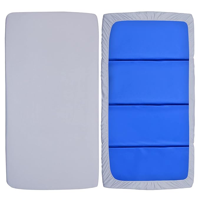 Nap Mat Sheet 24" x 48" x 4" Fitted Elastic Corners Preschool Day Care Rest Nap Mat Cover, Soft & Breathable Baby Sheets for Regalo My Cot Portable Toddler Bed and Joovy Travel Cot, Gray