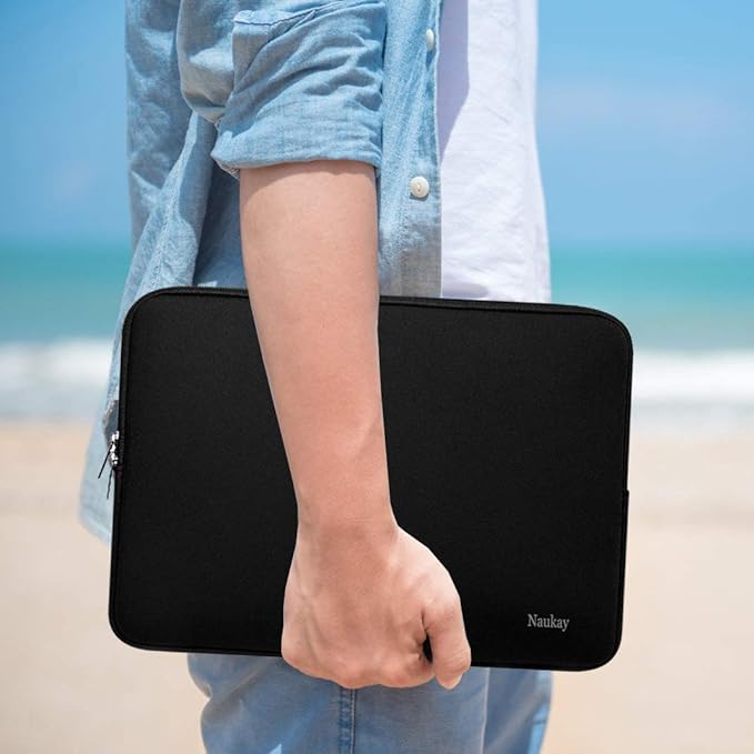 Naukay Laptop Case Sleeve,13-13.3 Inch Resistant Neoprene Laptop Sleeve/Notebook Computer Pocket Case/Tablet Briefcase Carrying Bag Compatible with MacBook Pro,MacBook Air,Notebook Computer-(Black)