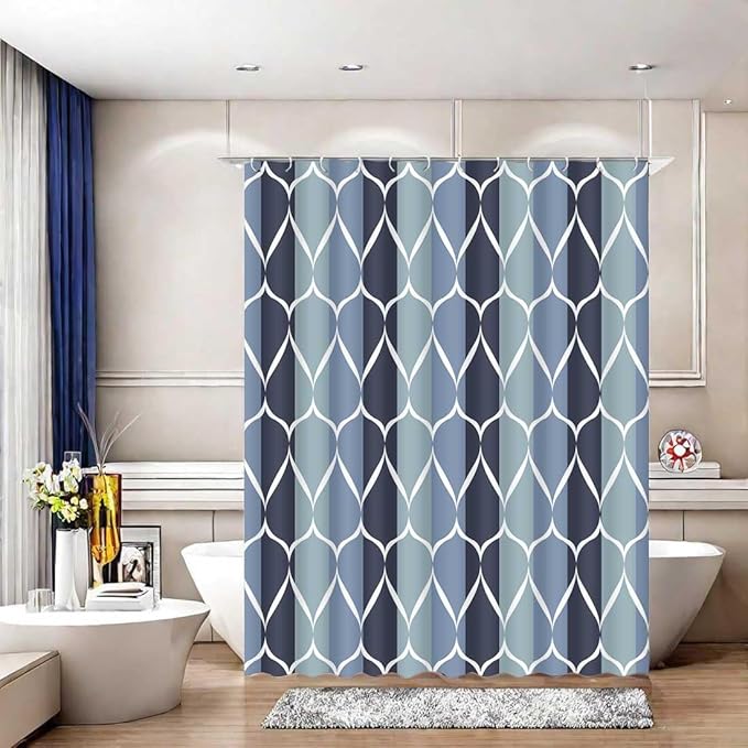 MCCKTIU Blue Shower Curtain Modern Bathroom Shower Curtain Waterproof Fabric Machine Washable Shower Curtains 60 x 72 Inches
