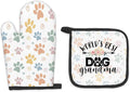 Dog Grandma Gifts Oven Mitts and Pot Holders Sets, Gifts for Dog Grandma, Dog Paw Kitchen Decor Accessories Sets, World’s Best Dog Grandma Heat Resistant Oven Glove Potholders for Kitchen