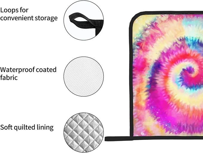 2pcs Rainbow Tie-Dye Pot Holder with Loop, Set of 2 Heat Resistant Oven Pads, Professional Baking Food Hot Pat for Kitchen Cooking Barbecue (Colorful)