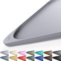 Smilool Silicone Pet Food Mat with Raised Edge for Food and Water Bowl, Dog Feeding Mats, Cat Food Trays for Floor Waterproof, Rubber Tray for Dogs and Cats, 17 x 12 x 0.7 Light Gray