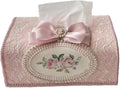 Tissue Cover Holder Fabric Art Cute Tissue Box Cover Dispenser Napkin Organizer for Bathroom Bedroom Office and Car (D-Pink)