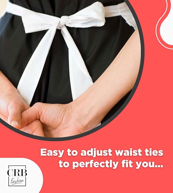 CRB Fashion Waist Apron Kitchen Cooking Restaurant Cotton Bistro Half Aprons with Pockets For Woman