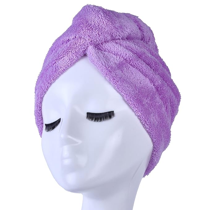 YYXR Microfiber Quick Drying Hair Towel Wrap - Super Absorbent Drastically Reduce Hair Drying Time(2-Pack Rose &Purple)