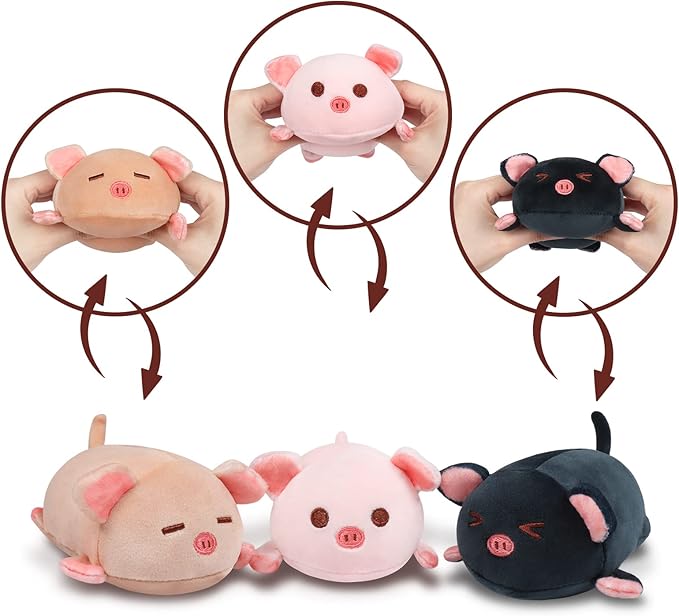Achwishap Pig Stuffed Animal Mommy 19.6” with 3 Pig Babies Plush,4 PCS Cute Pig Plushie Pillow,Kawaii Plush Toys Soft Hugging Pillow for Kids Girls Boys Birthday Gifts for Valentines(Pink Pig Family)