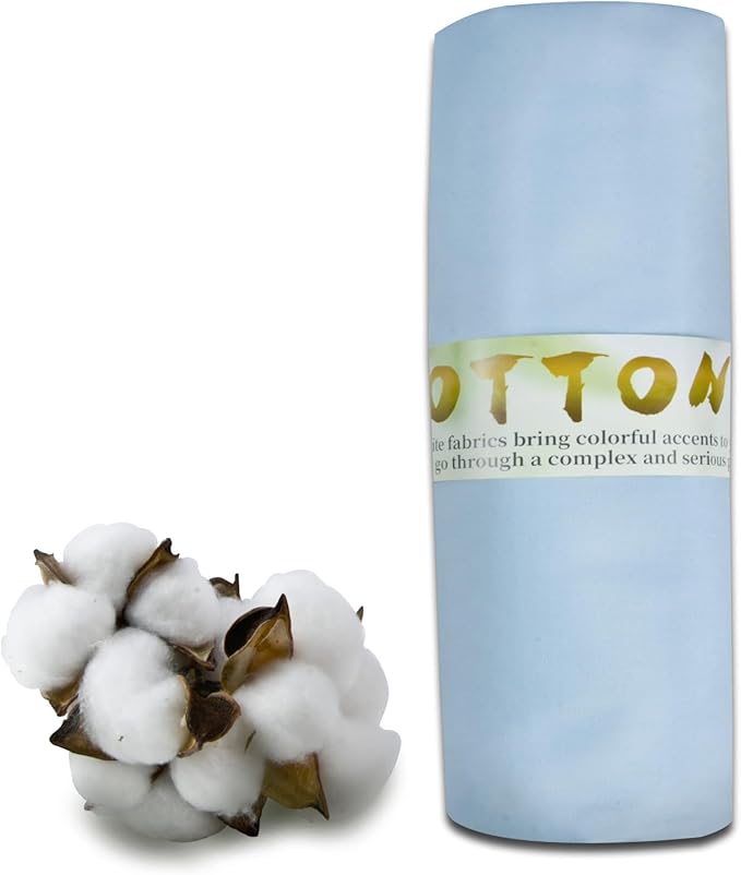 100% Light Blue Cotton Fabric for Sewing by 3 Yards, 59”Width Quilting Fabric Medium Weight 5.8 oz, Muslin Fabric by The Yard, Embroidery Cloth