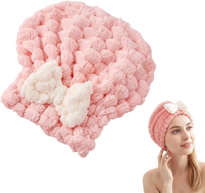 OZDOZD Super Absorbent Hair Towel Wrap for Women, 2026 Upgraded Microfiber Hair Towel, Quick Drying, Soft & Lightweight, Hair Turban Wrap with Bow for Wet Hair (Pink)