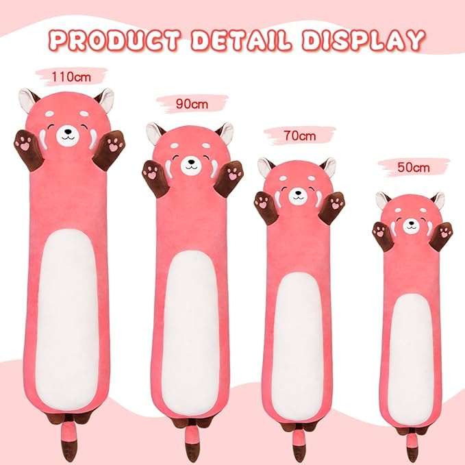 MIAOHAHA Plush Raccoon Pillow - Cute Stuffed Animal, Hugging Pillow for Kids & Girls, Pink, 90cm/35.4in