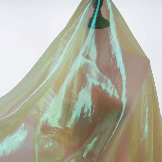 Sheer Iridescent Organza Fabric 58 Inches Wide - 5 Yards Precut - Shinny Wedding Party Decor Fairy Costume Voile Doll Clothes Sewing - Yellow