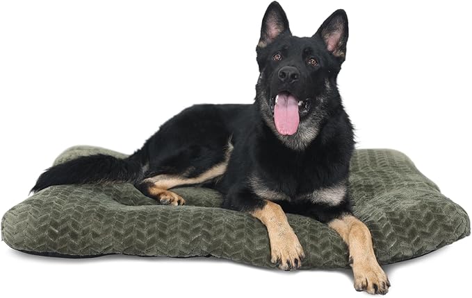 Necesitar Large Dog Crate Bed 42 Inch Washable Soft and Fluffy Dog Mats for Cages Up to 90 lbs Pet Pillows for Crate Tire Printing Olive Green