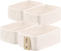 MiniArk Small Storage Baskets for Organizing | Closet Organizer Bins | Shelf Toy Basket | Woven Rope Baskets | Cube Decorative Box | Shallow Basket | 11.5x7.5x4.7” | 4 Packs Off White