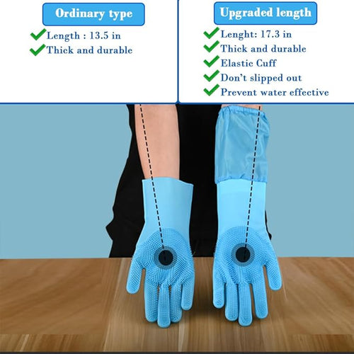 1TO3GO Pet Grooming Gloves Pet Hair Remover Cat, Dog Washing Gloves Silicone Heat Resistant Cleaning Gloves with High-Density Teeth Grooming Gloves for Dogs, Cats, Horses, Rabbits (2 Pairs - Blue)