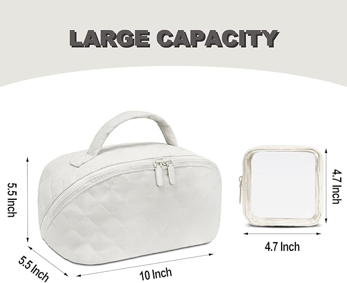 SXS LACONIC Makeup Bag,Quilted Puffer Cosmetic Bags,Travel Toiletry Bag for Women,Large Capacity Waterproof Make up Bag Set